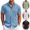 Men's Loose And Casual Short,sleeved Lapel Corduroy Shirt