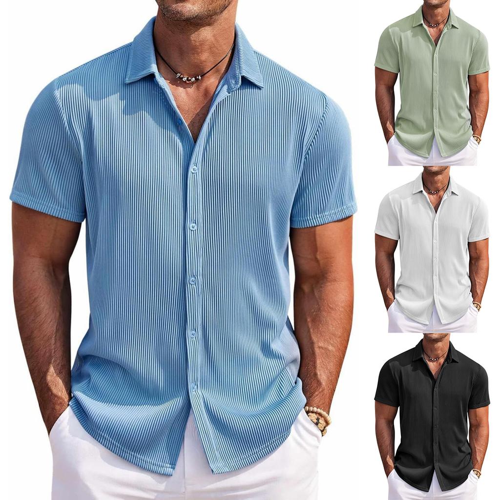 Men's Loose And Casual Short-sleeved Lapel Corduroy Shirt