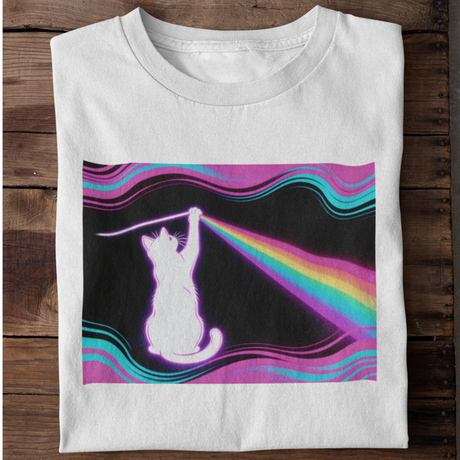 Playing With Light Funny Cat T-Shirt Gift for Men Women Cat Lovers XL