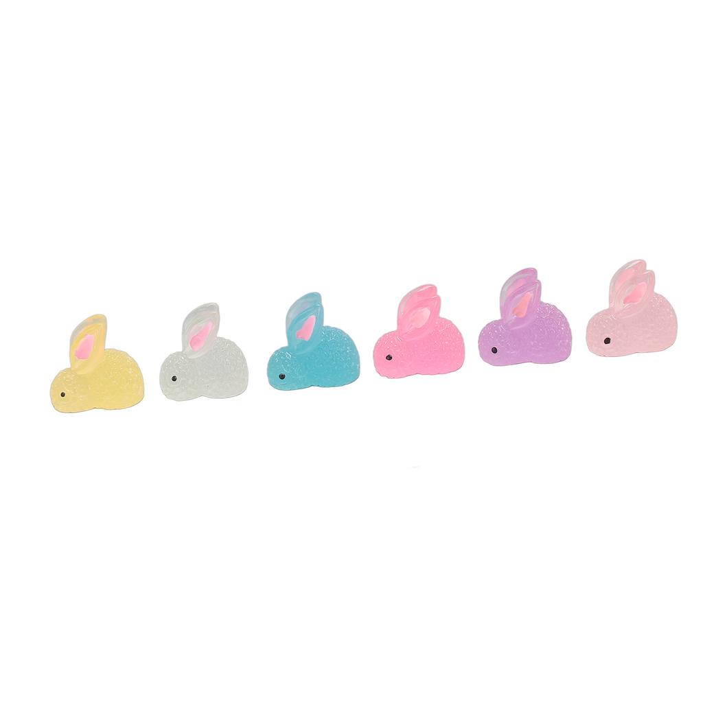 60pcs Luminous Resin Bunny Ornament Decoration Glow In Dark Resin Bunny Figure for Birthday Party