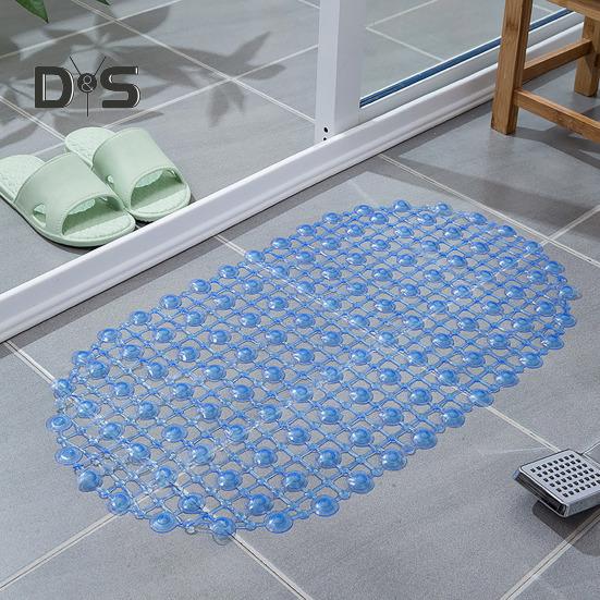 PVC Anti-slip Bath Mat Solid Color Home Kitchen Hotel Bathroom Shower Floor Mat with Suction Cup Soft Non-slip Bathtub Massage Pad Rug