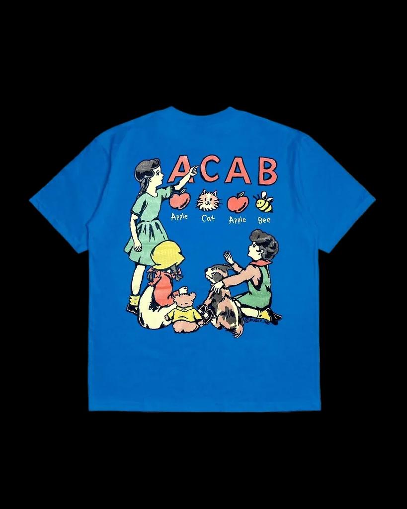 Men's pure cotton T-shirt Summer new fashion cartoon ACAB personalized pattern design  Short Sleeves Plus Size Loose Breathable