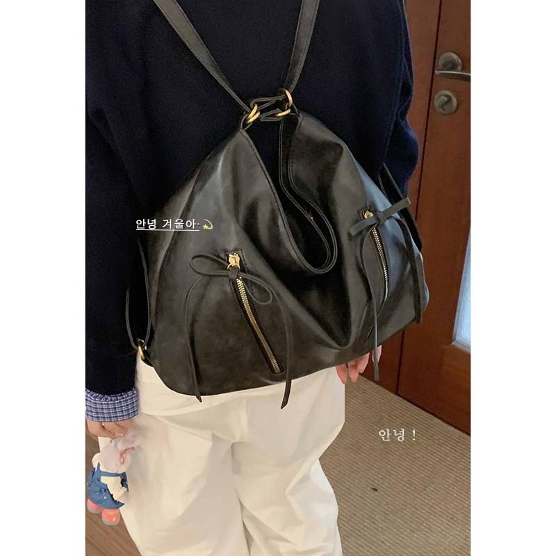 Retro Large Capacity Women's Backpack Backpack 2025 New Simple Tote Bag Versatile Commuter Shoulder Bag