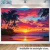 2D Plane, 1 Piece of Bold-colored Tropical Beach Sunset-themed Banner Background Fabric