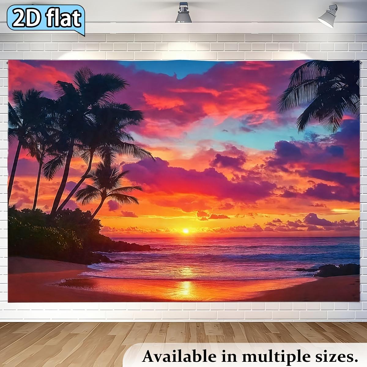 2D plane 1 piece of bold-colored tropical beach sunset-themed banner background fabric 100x150cm