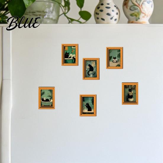 Magnetic Photo Frames for Refrigerator Funny Wooden Fridge Magnets Frame Retro Cute Cat In Bathroom Decorative Art Office Whiteboard Locker