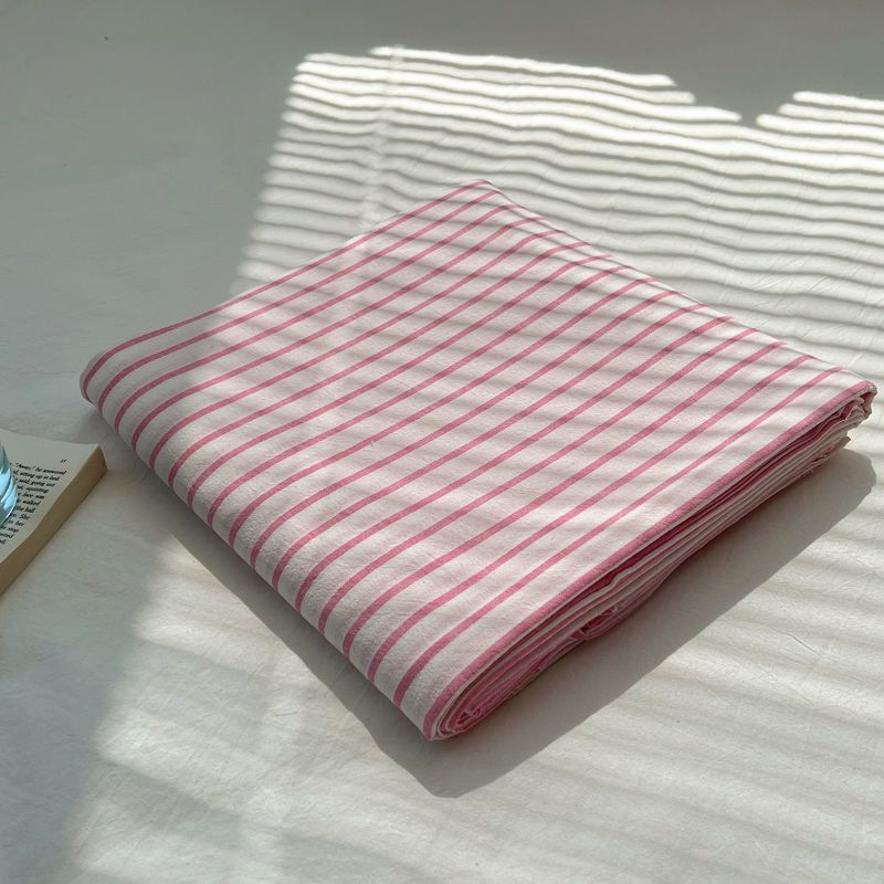 New Solid Minimalist Washed Striped Bed Sheet, Soft Bedding for Single Double Student Dormitory Home