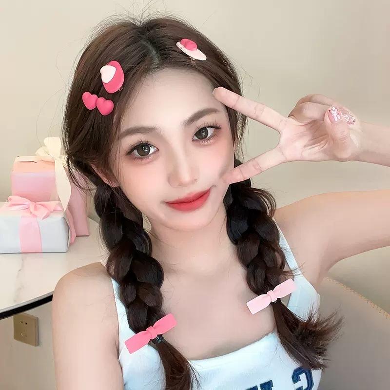 2023 Pink Love Dopamine Hairpin for Women: Trendy Bangs Duckbill Clip