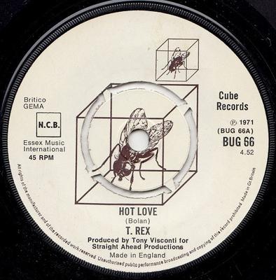 7inch Record T. REX - Hot Love / Get It On BUG66 Cube Records UK Rock Used