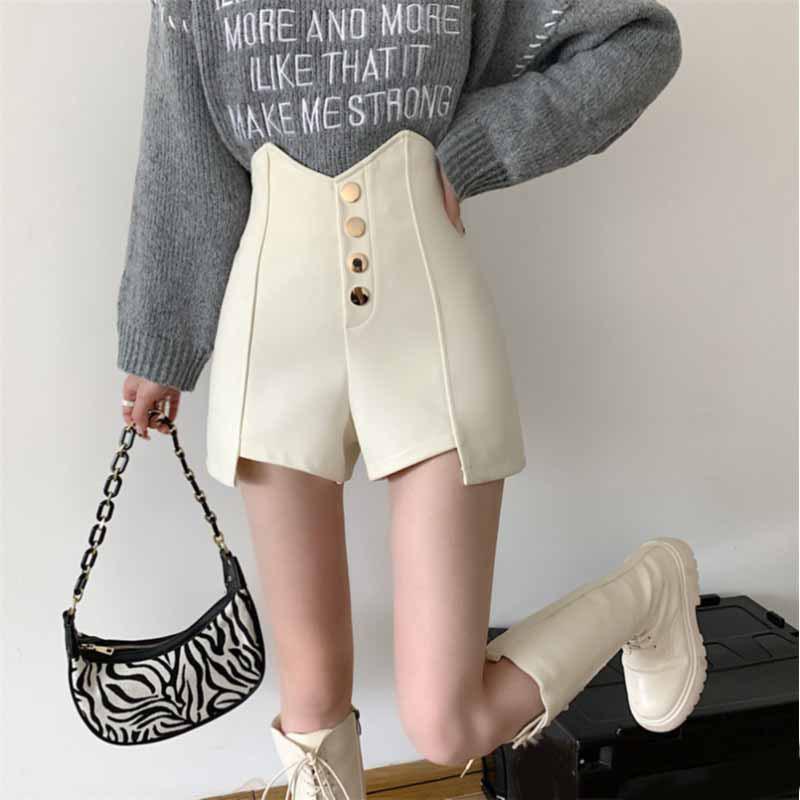 2024 Summer A-Line High-Waisted Button-Accent Wide-Leg Slimming Shorts