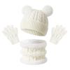 3Pcs/Set Plush Children Scarf Hat Gloves Set Warm Bonnet Gloves Kits Knitted Hats Scarfs  Outdoor
