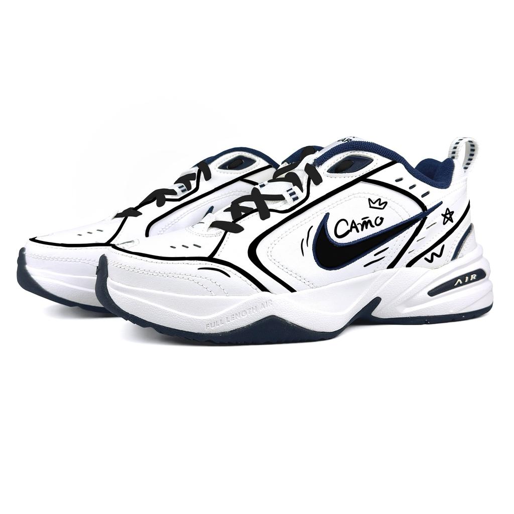 Nike Air Monarch 4 Steam Rose, Dark Night Low top Chunky Sneakers Unisex Black White 415445-102(Team690-)