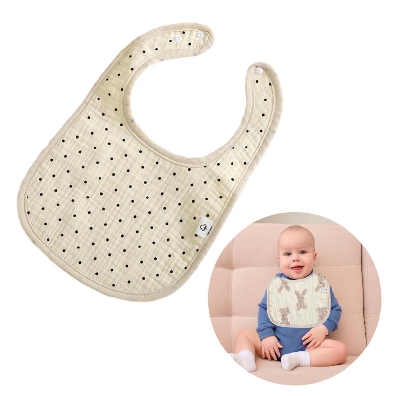 Soft & Absorbent Cotton Baby Drool Bibs 4 Layers Newborn Bibs Rabbit Lemon Pattern Baby Burp Cloth Suitable for Newborns