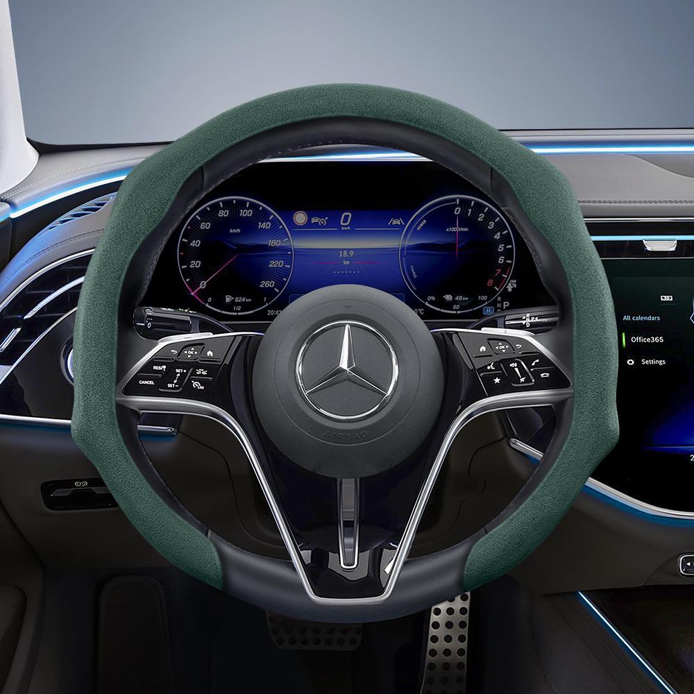 Suitable for Mercedes-Benz Premium Suede Snap-On Steering Wheel Covers, Non-Slip and Durable, Available In Round and D-Shaped Designs
