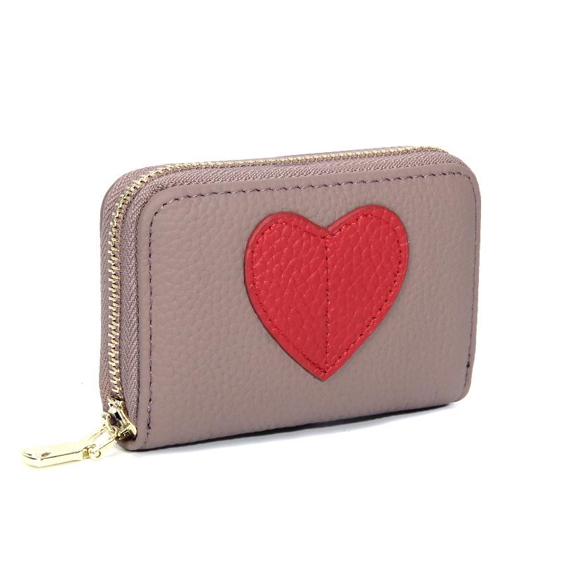 Top Grain Cowhide Heart Wallet with Multi-Card Slots and Large Capacity - Genuine Leather Accordion Card Holder