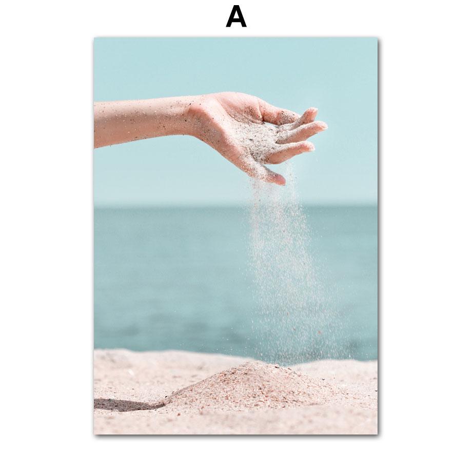 Tropical Pink Beach Shell Palm Tree Sun Posters Prints Canvas Painting Nordic Wall Art Pictures For Living Room Home Decor