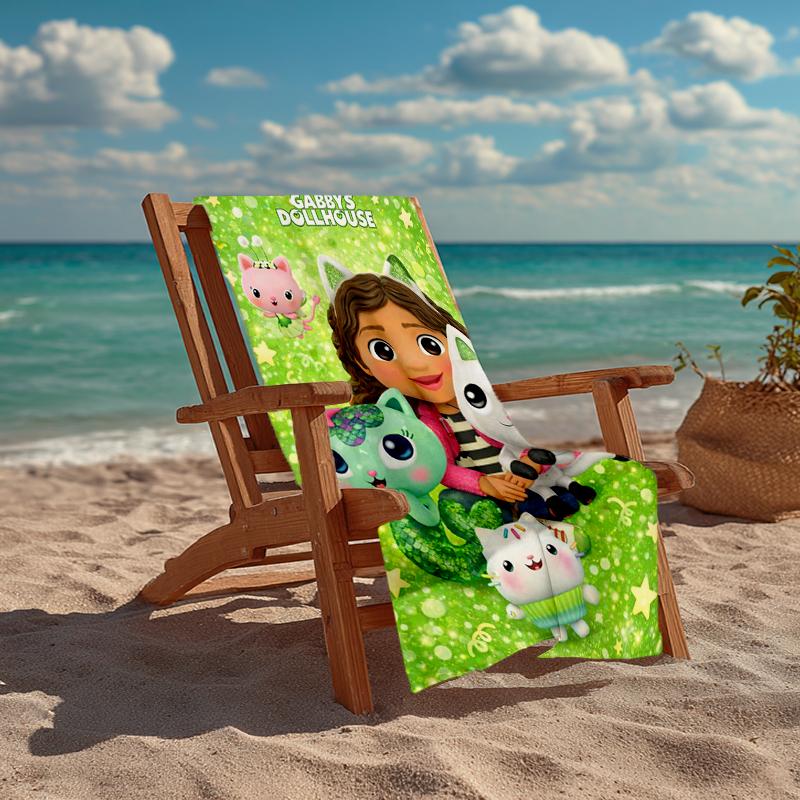Ultra-Soft Beach Towel with Gabby’s Dollhouse Theme,Ideal for Pool - Camping, Diving - Perfect Travel Essential, Vibrant Beach Towel.