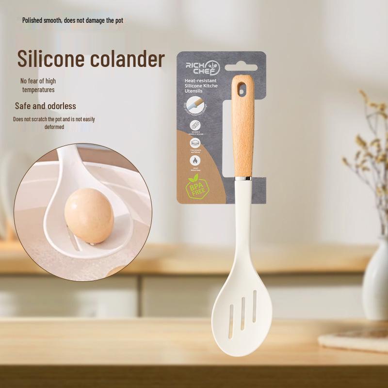 Non-Stick Silicone Kitchenware Set: Soup Ladle, Spatula, and Stir-Fry Shovel - Heat Resistant and Food-Grade Materials.