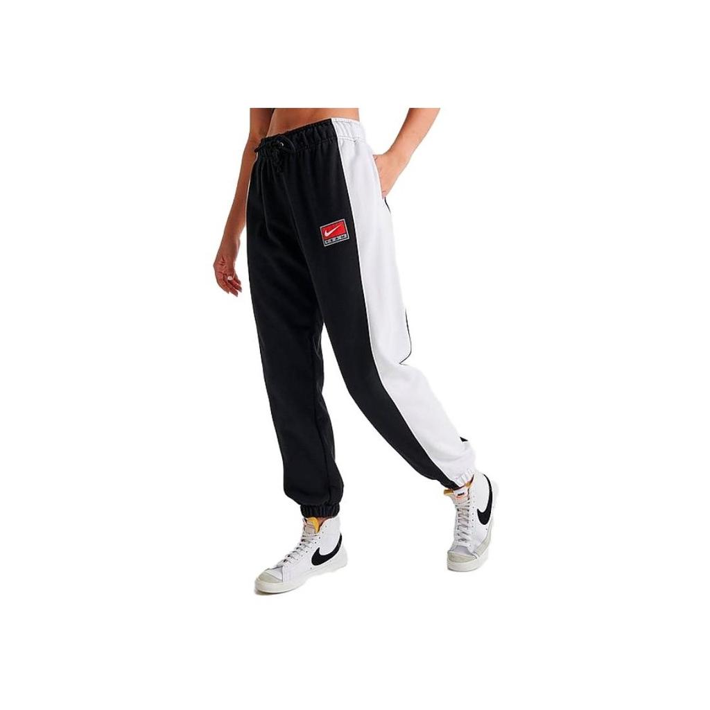 Nike Sportswear Team Logo Spliced Contrast Cuff Loose Joggers Women Bottoms Black DQ6603-010