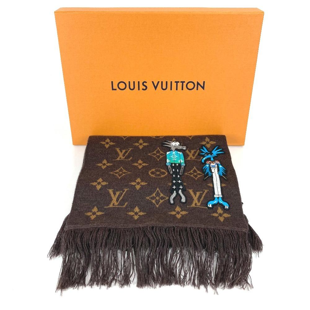 Louis Vuitton  MP2964 Virgil Abloh charpesLV friends fringe Scarf wool Brown