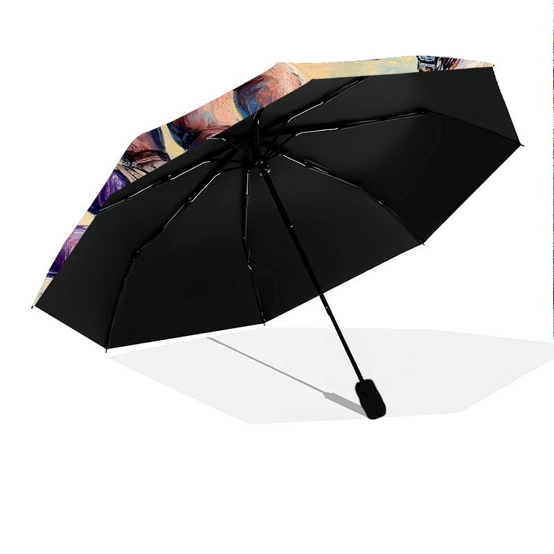 Dog with the Moon  pattern, automatic folding umbrella, portable and foldable design, 8 ribs, a Christmas or birthday gift.