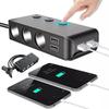 TR30 Car Cigarette Lighter Splitter: 3-Socket, 4-USB Ports, Independent Switches, QC3.0 Fast Charge, 120W, Voltage Display