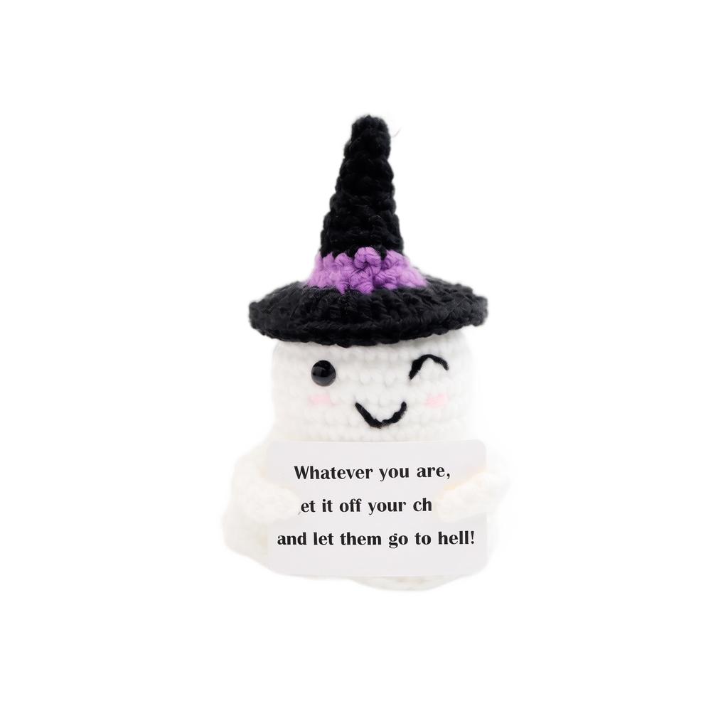 Muñeca de Felpa Tejida a Mano Juguete de Halloween Suave Rellena Amigurumi Fantasma Tejido a Mano Decoración para Exhibición Estacional y Coleccionable