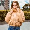 Women's Autumn/Winter Stand-up Collar Short Cotton-padded Leather Jacket - European & American Style