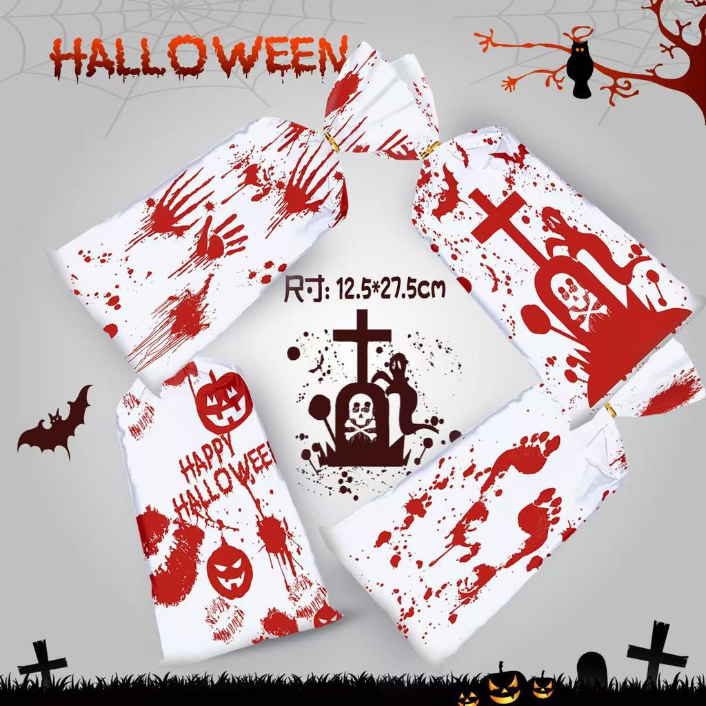 50PCS Pack Halloween Candy Bag Assorted Styles Pumpkin Ghost Bat Halloween Party Supplies Trick or Treat Gift Goodie Bag