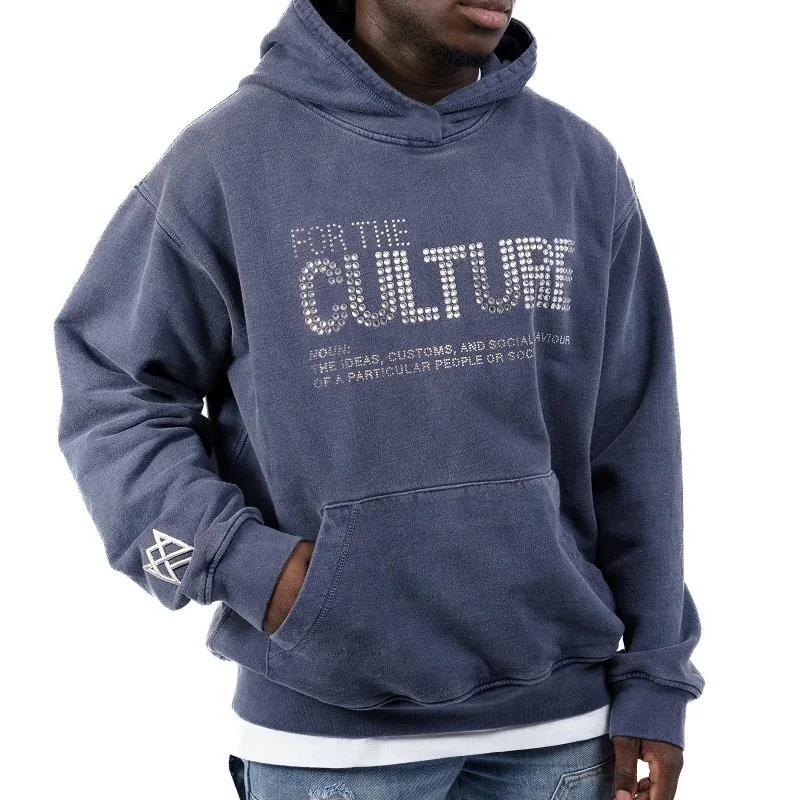 Europäischer und amerikanischer Heißprägedruck im Herbst und Winter, lockeres und modisches Kapuzen-Sweatshirt für Herren und Damen mit Taschen