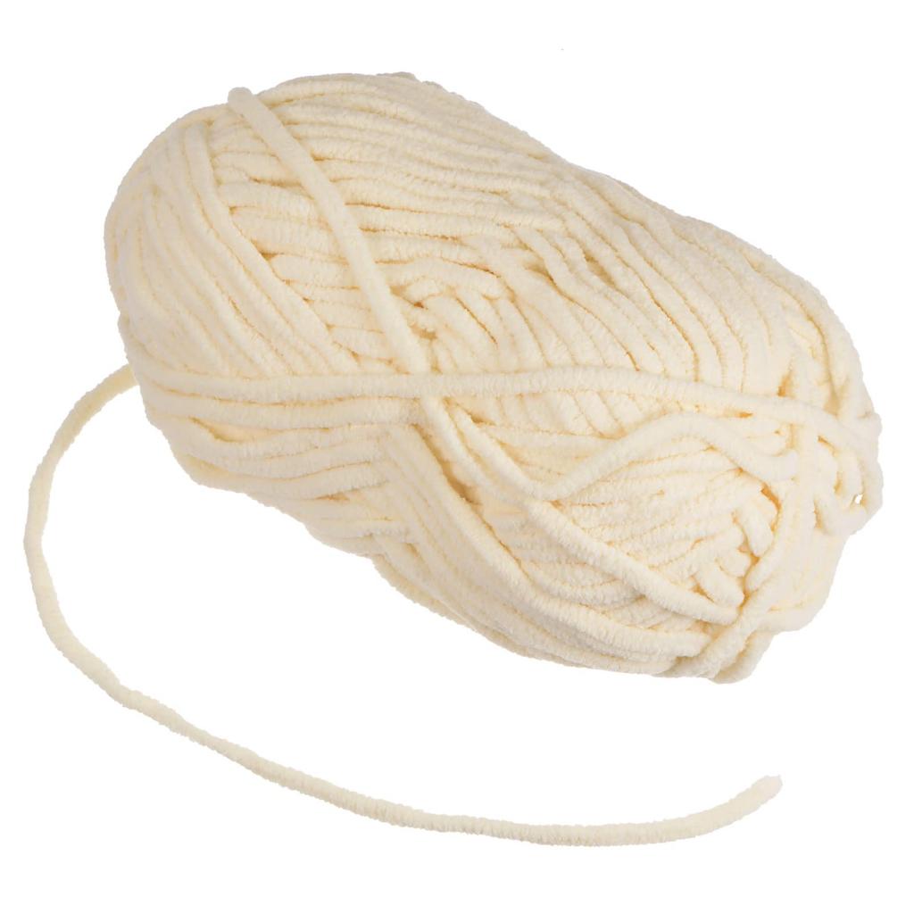 uxcell Velvet Yarn, Blanket Yarn, for Crocheting Bags, Scarves, Hats, 6-Piece Ultra-Soft Polyester Soft Knit, 100g, Cream
