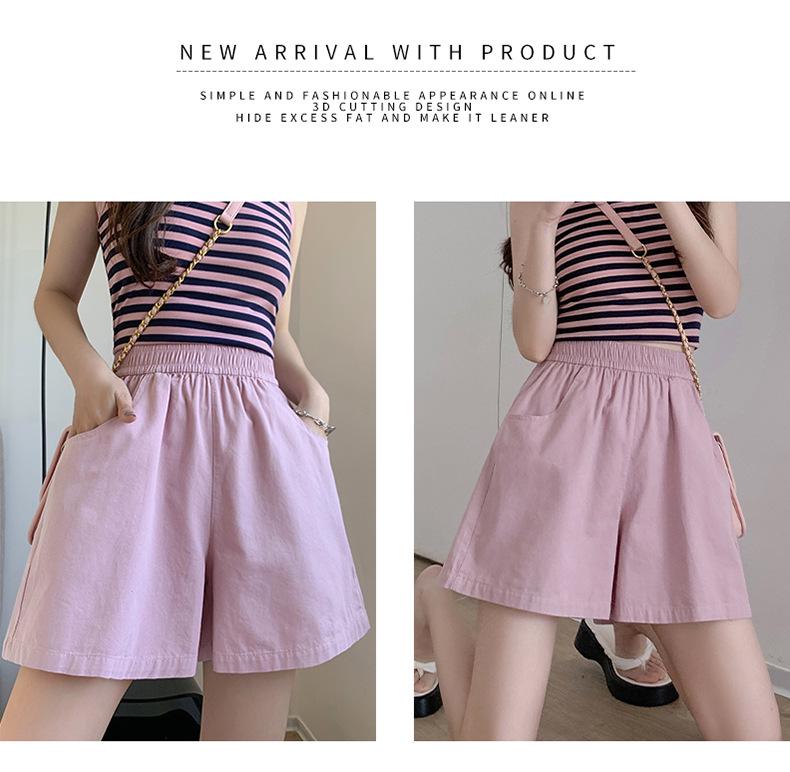 Women's High Waist Khaki Shorts - Summer 2025: Casual Wide-Leg, Slimming, Plus Size, Sporty Five-Point Style