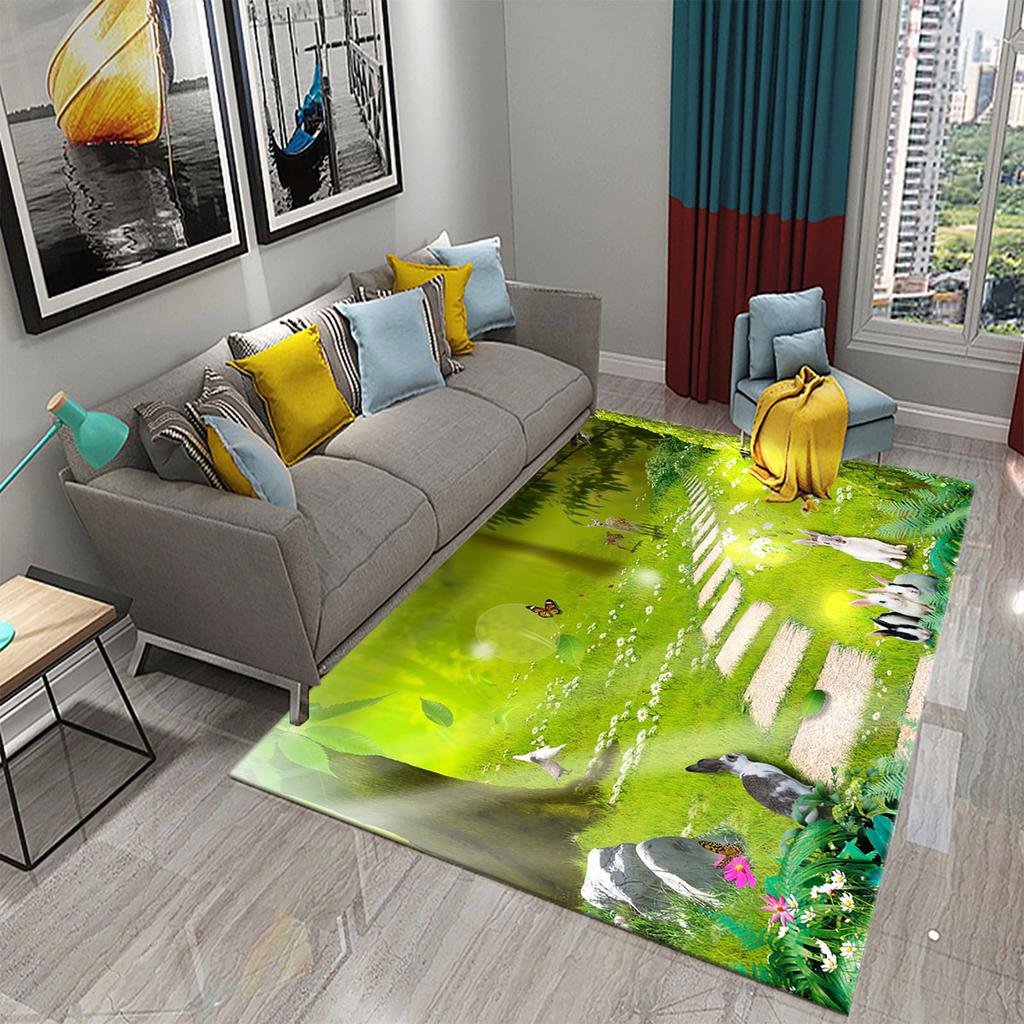 Cartoon Zoo Carpet Cute Animal Flower Rugs Kids Boys Bedroom Non-slip Play Area Mats Home Living Room Kitchen Decor Floor Mat