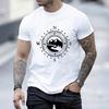 Retro Compass Print Versatile T-Shirt Fashionable Comfortable Breathable Soft Casual Sports Short Sleeve Cotton T-shirt
