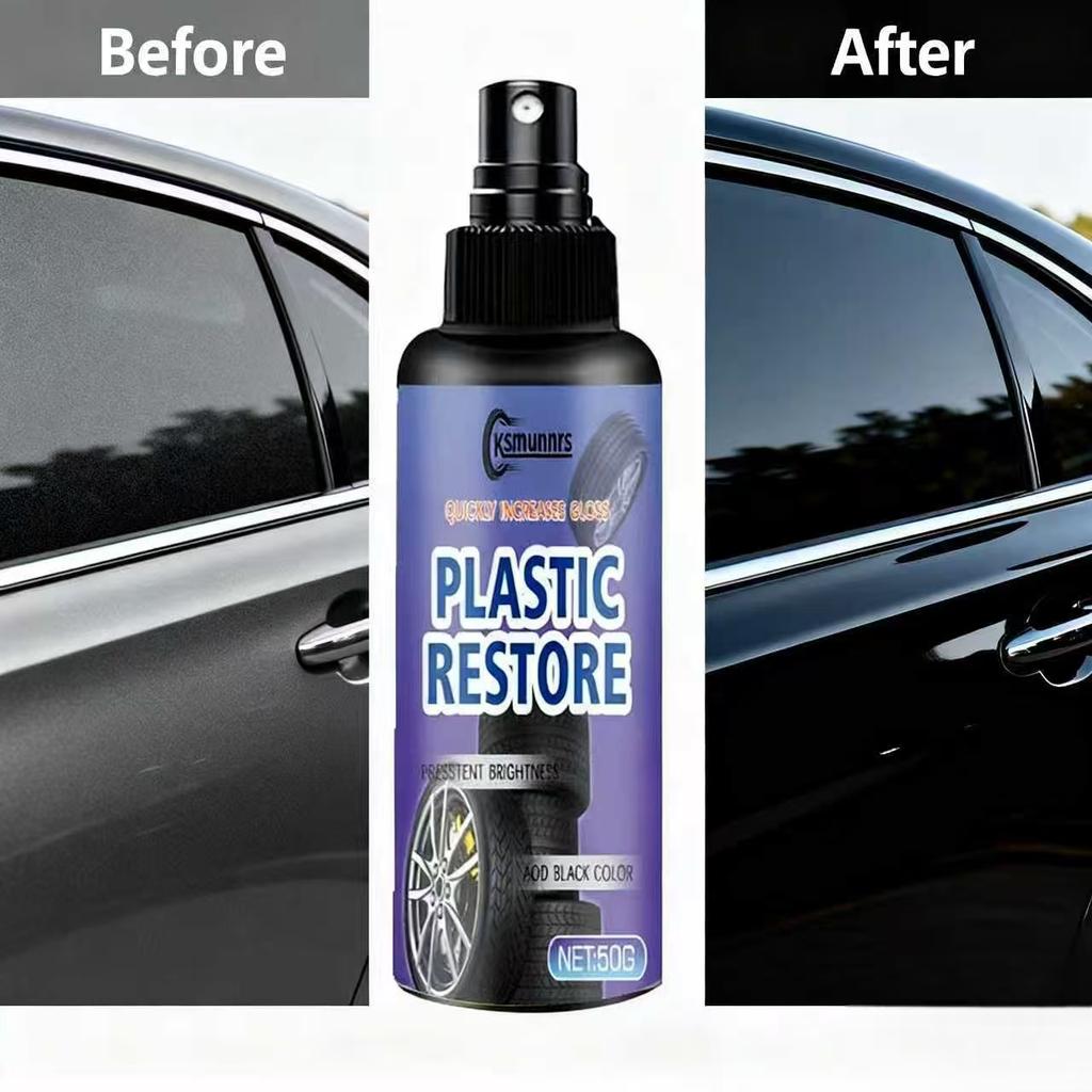 Ksmumns Tire Dressing & Plastic Restore Spray 50g - Car Tire Gloss Enhancer, Add Black Color, Quick Shine & Persistent Brightnes