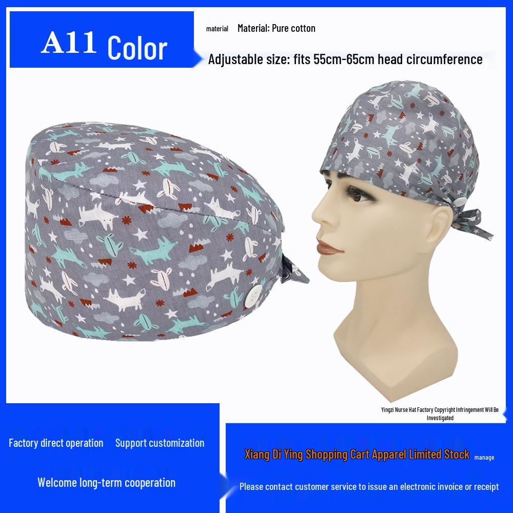 Pure Cotton Printed Surgical Cap for Nurses and Doctors