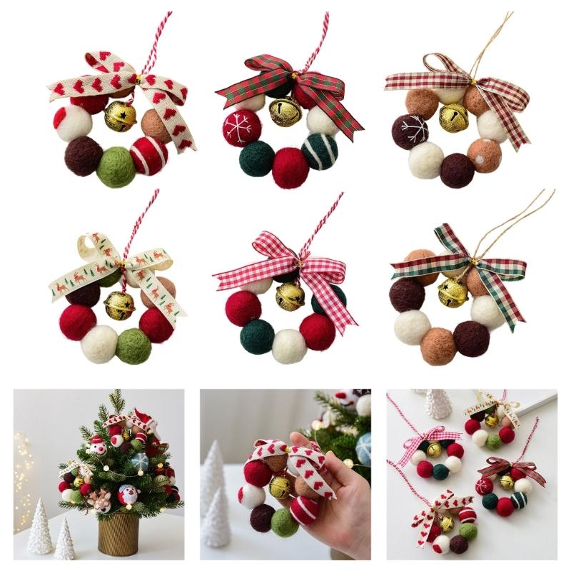 Small Wool Ball Holiday Hanging Craft Feature Soft Felt And Sparkling Bells Christmas Decorative Accent