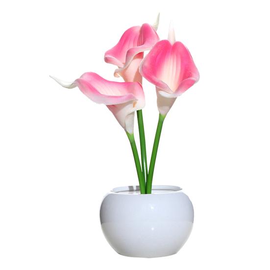 Calla Lily Lamp LED Simulation Light with Ceramic Calla Lily Flower Night Vase Faux Floral Bedroom