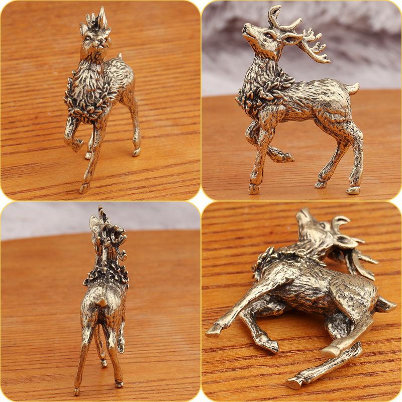 Brass Pair of Sika Deer Ornaments Home Office Decorations Christmas A Deer Forward Small Gift Crafts