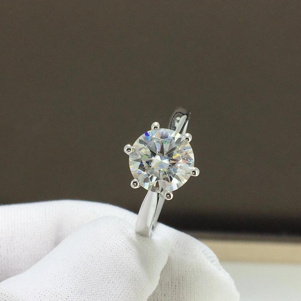 S925 Sterling Silver Moissanite Six-Prong Zircon Engagement Ring for Women – Romantic Bridal Jewelry