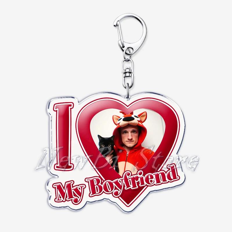 Hunger Games Popular I Love My Boyfriend Josh Hutcherson Key Chain Keychains Movie Ring for Bag Pendant Keyring Jewelry Gifts