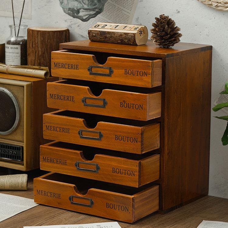 Wooden computer heightening rack office desktop storage organizing cabinet wooden box drawer cosmetic storage box wooden box