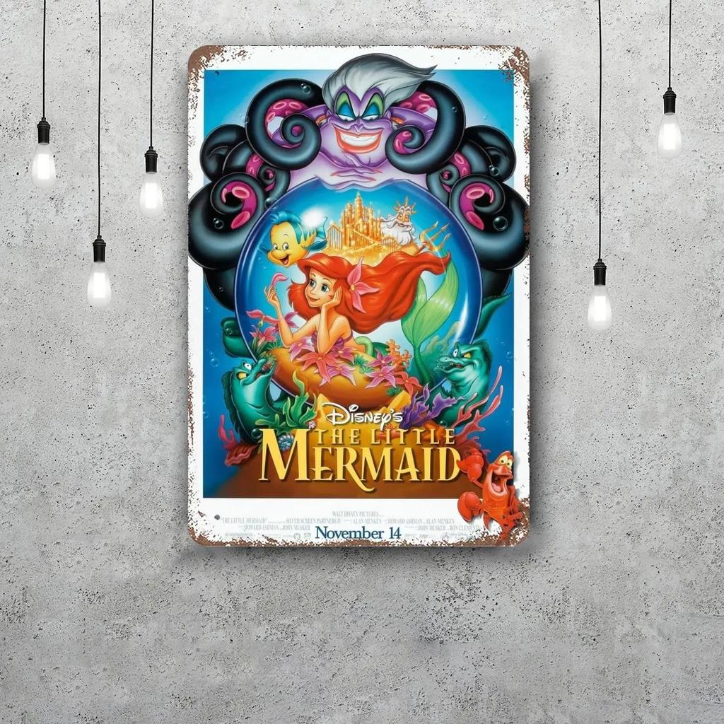 MINISO The Little Mermaid (Signature Edition) Decor Poster Tin Sign Metal Sign Decorative Plaque Pub Bar Cave Wall Decoration