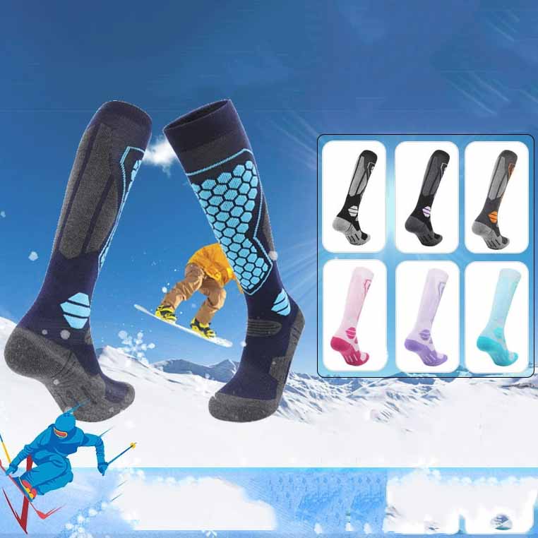 Professional Thermal Ski Socks Long Cushioned Sports Socks with Terry Cloth Foot Non-Slip Hiking Socks for Outdoor