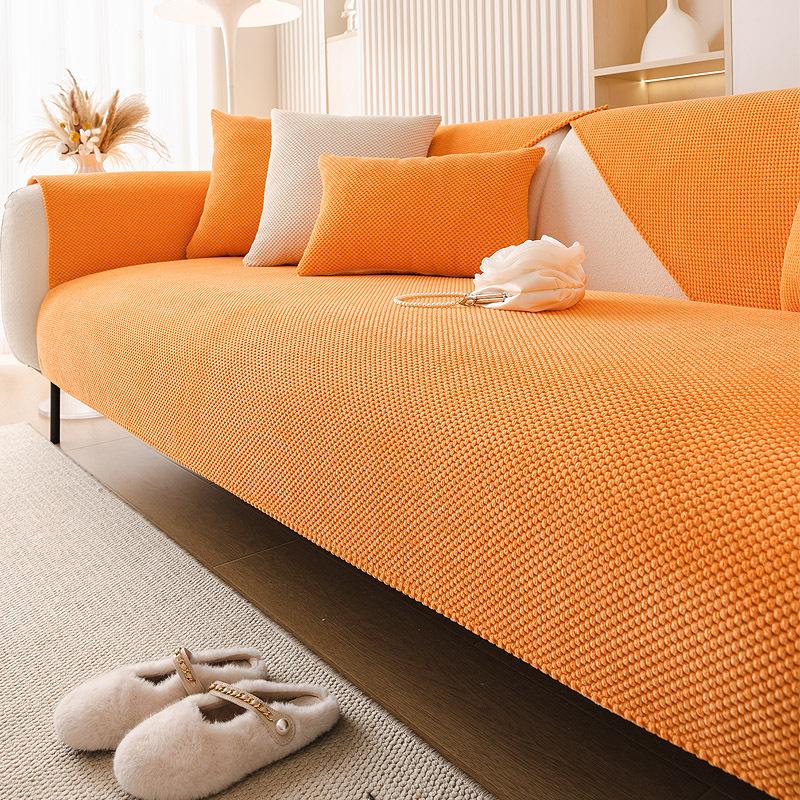 Modern Corduroy Sofa Cover Non-slip Cream Series Sofa Covers Autumn Winter Thickening Couch Cover Solid Color Woven Sofa Cushion 70x70cm 1pcs