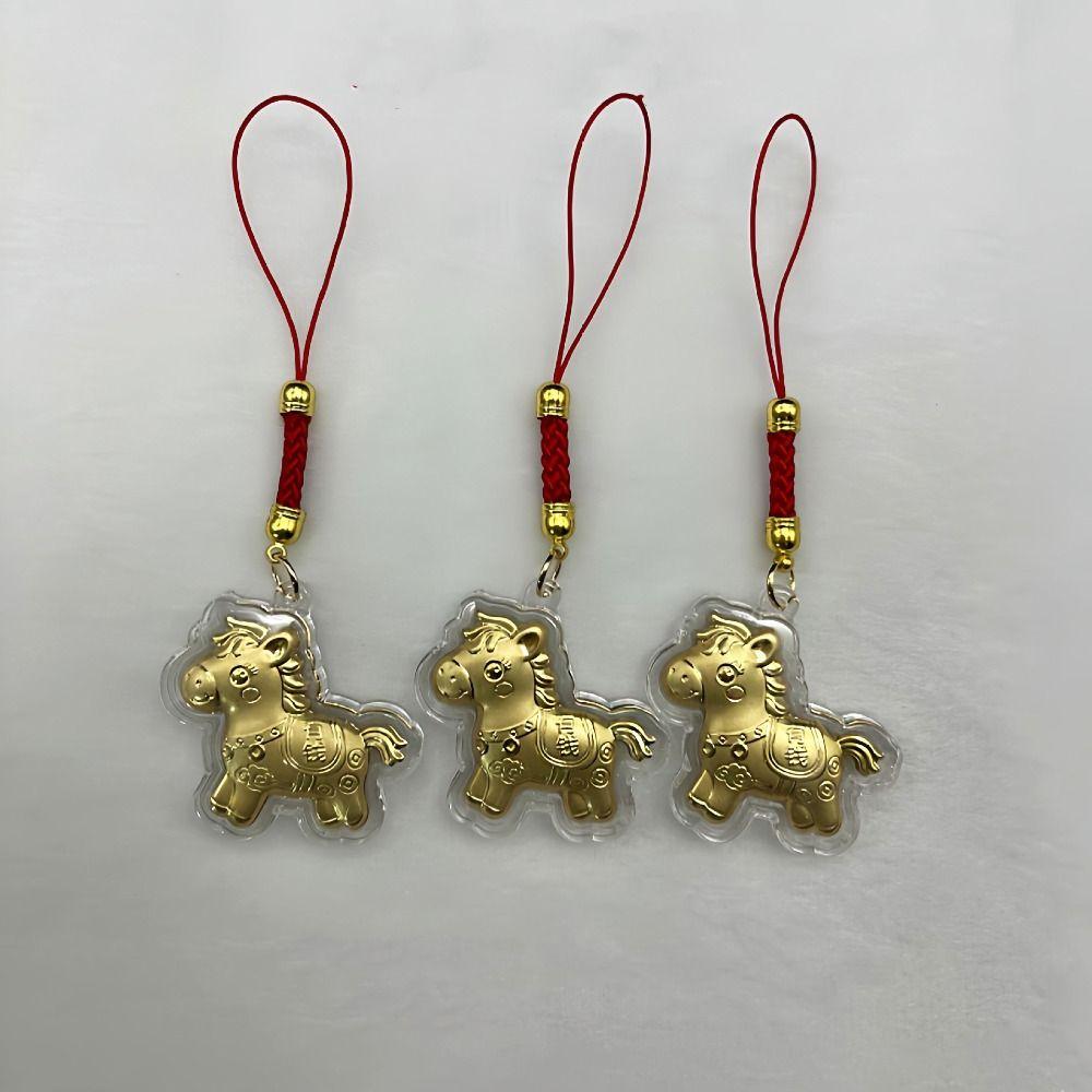 Cartoon Design Gold Horse Keychains Get Rich Zodiac Horse Keychains Bag Pendant New Year Party