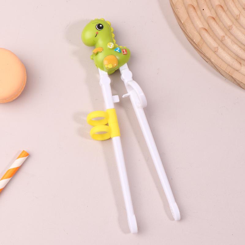 

1 пара детских безопасных обучающих палочек для еды, мультяшная голова животного, детские тренировочные палочки для еды, многоразовая посуда A2