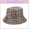 Pu-Leder-Eimerhut für Damen mit breiter Krempe und Leopardenmuster für Outdoor-Mode