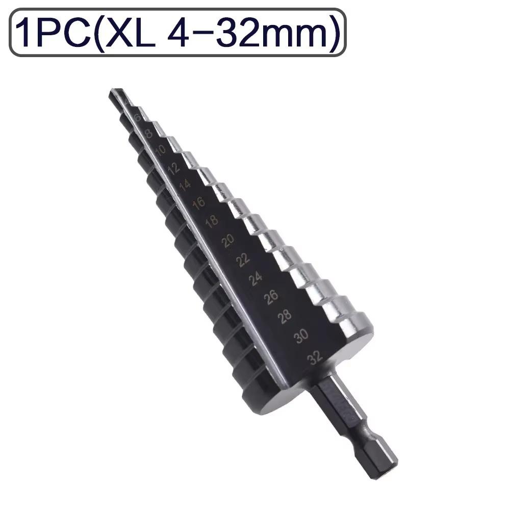 1/4" Hex Shank Step Drill Bit 4-12mm/4-20mm/4-32mm Cone Titanium Coated Metal Hole Cutter HSS High Speed Steel Quick Change