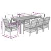 VidaXL 9-Piece Garden Dining Set with Cushions, Patio Table and Chairs, Outdoor Furniture Terrace, Modern, 3212047